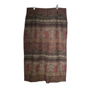 Briggs New York Womens Sz 14 Brown Paisley Grandmacore Maxi Skirt Tapestry Boho